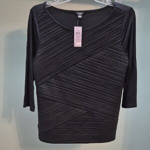 Vince Camuto Black Textured Blouse